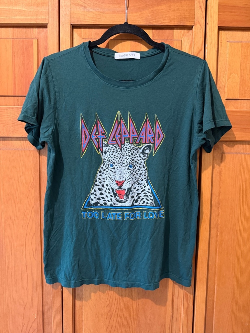 Daydreamer Def Leppard Too Late For Love Green Tee